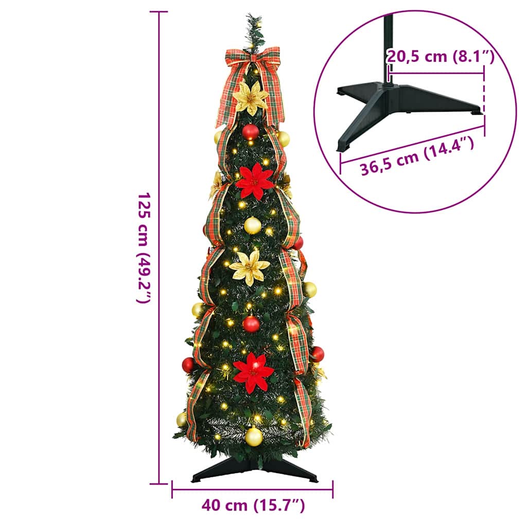 Mű karácsonyfa 50 LED-del állvánnyal Zöld 125 cm PVC