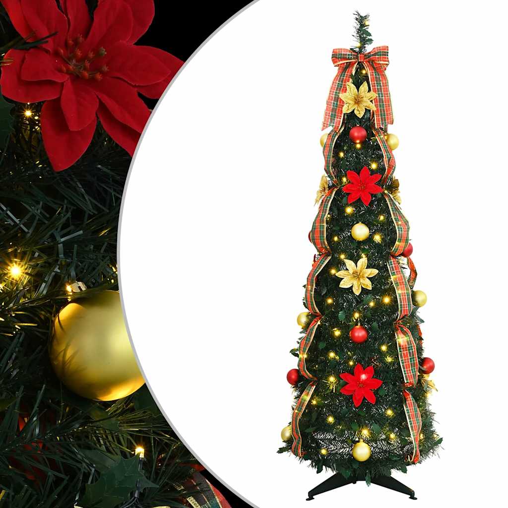 Mű karácsonyfa 100 LED-del állvánnyal Zöld 155 cm PVC