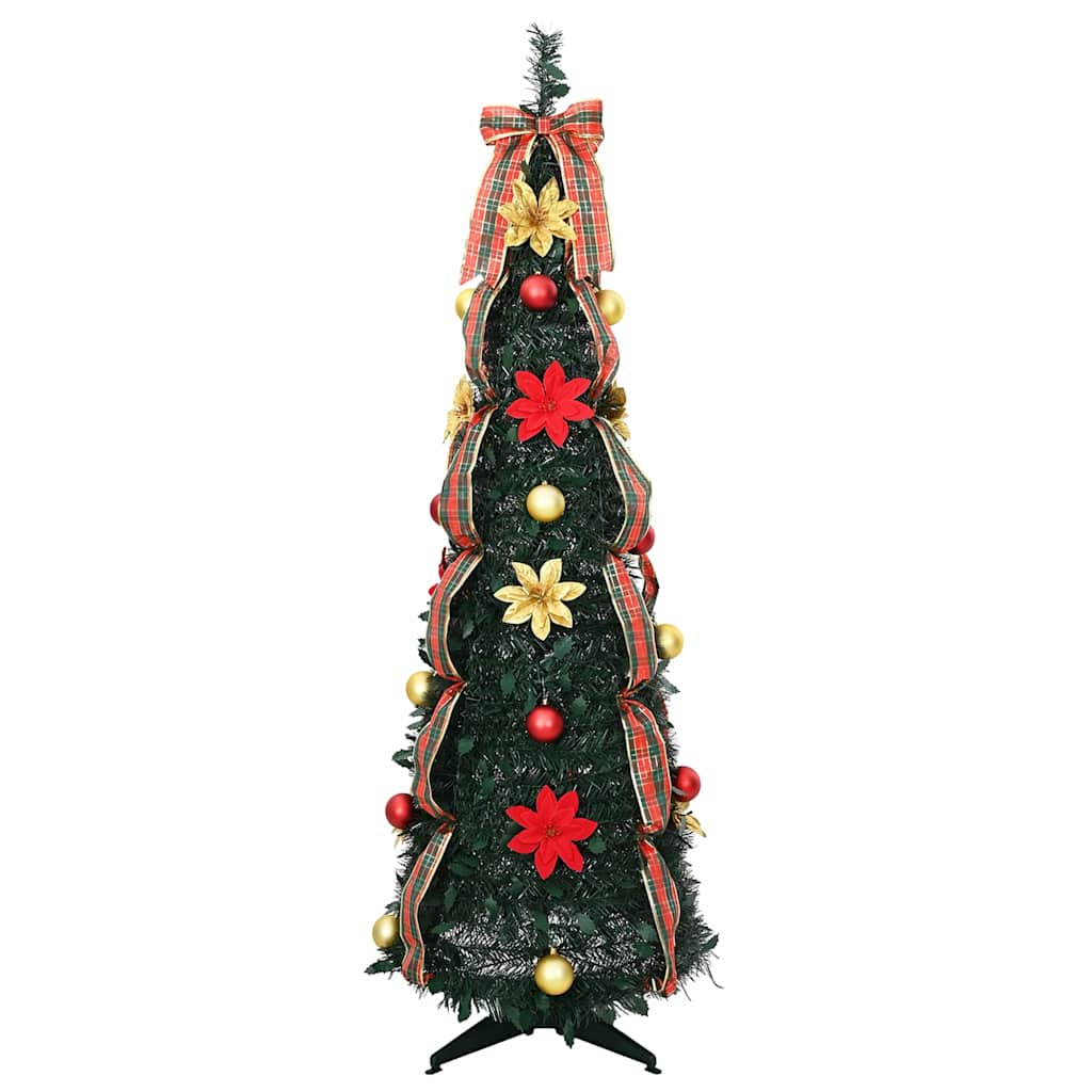 Mű karácsonyfa 100 LED-del állvánnyal Zöld 155 cm PVC