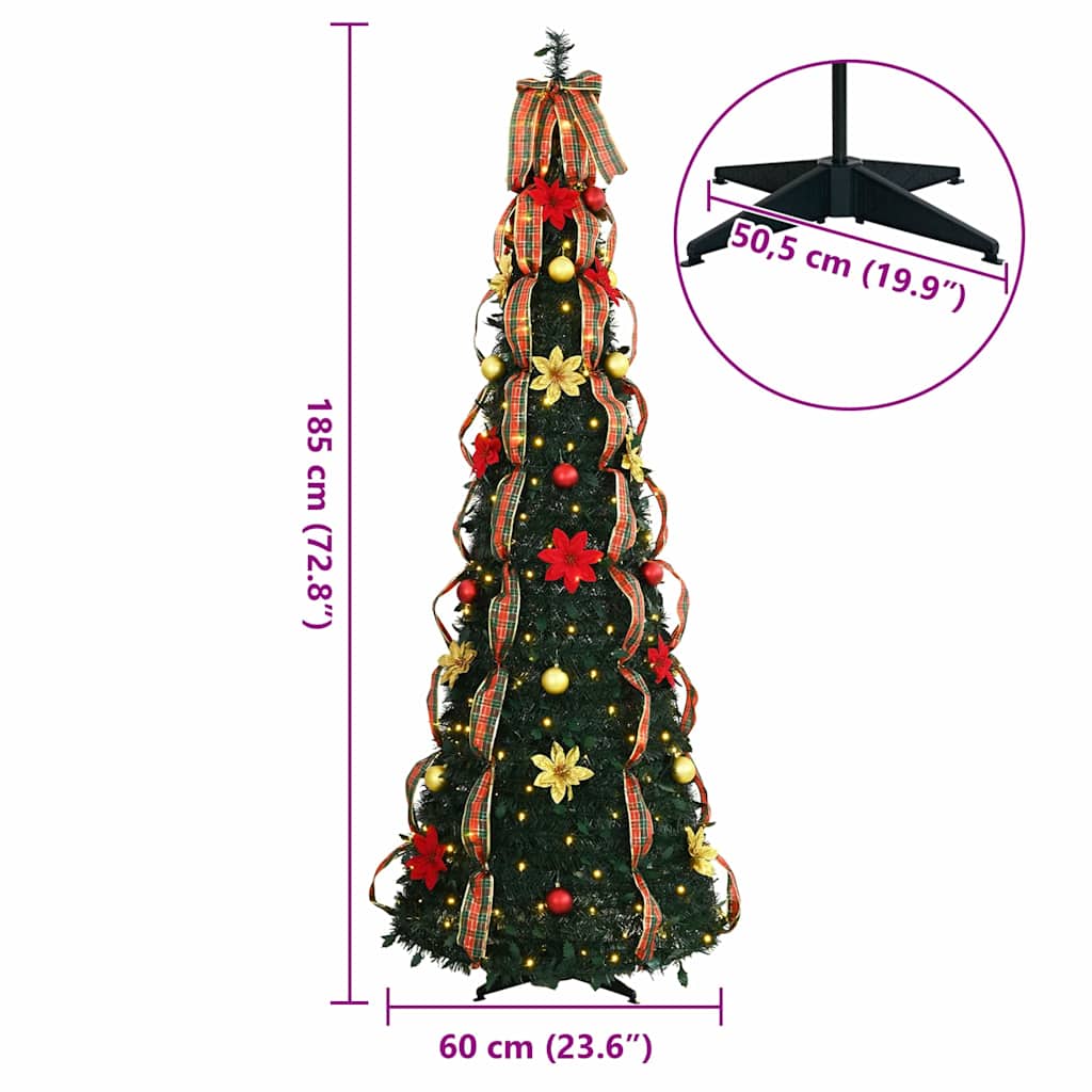 Mű karácsonyfa 150 LED-del állvánnyal Zöld 185 cm PVC