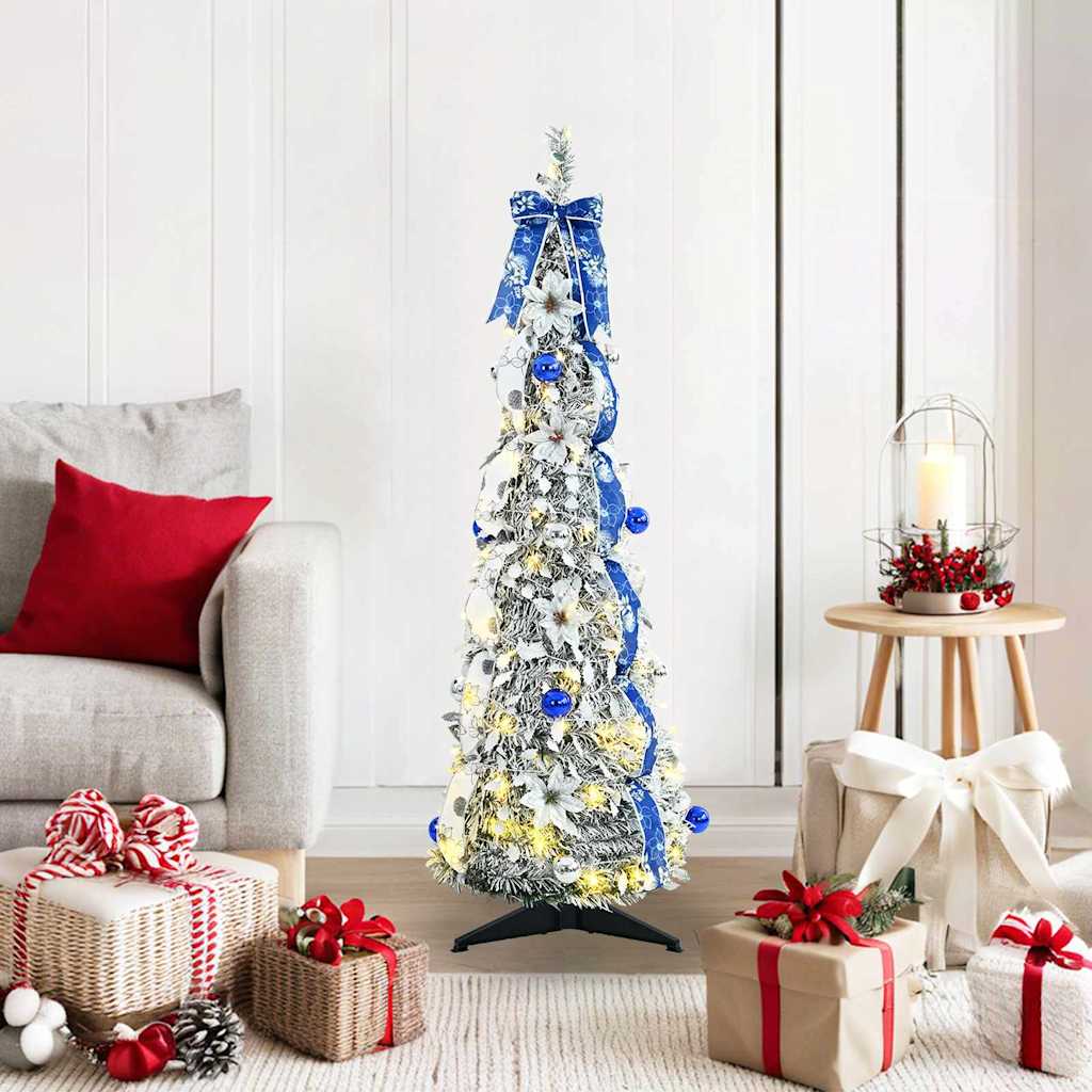 Mű karácsonyfa 50 LED-del állvánnyal Fehér 120 cm PVC