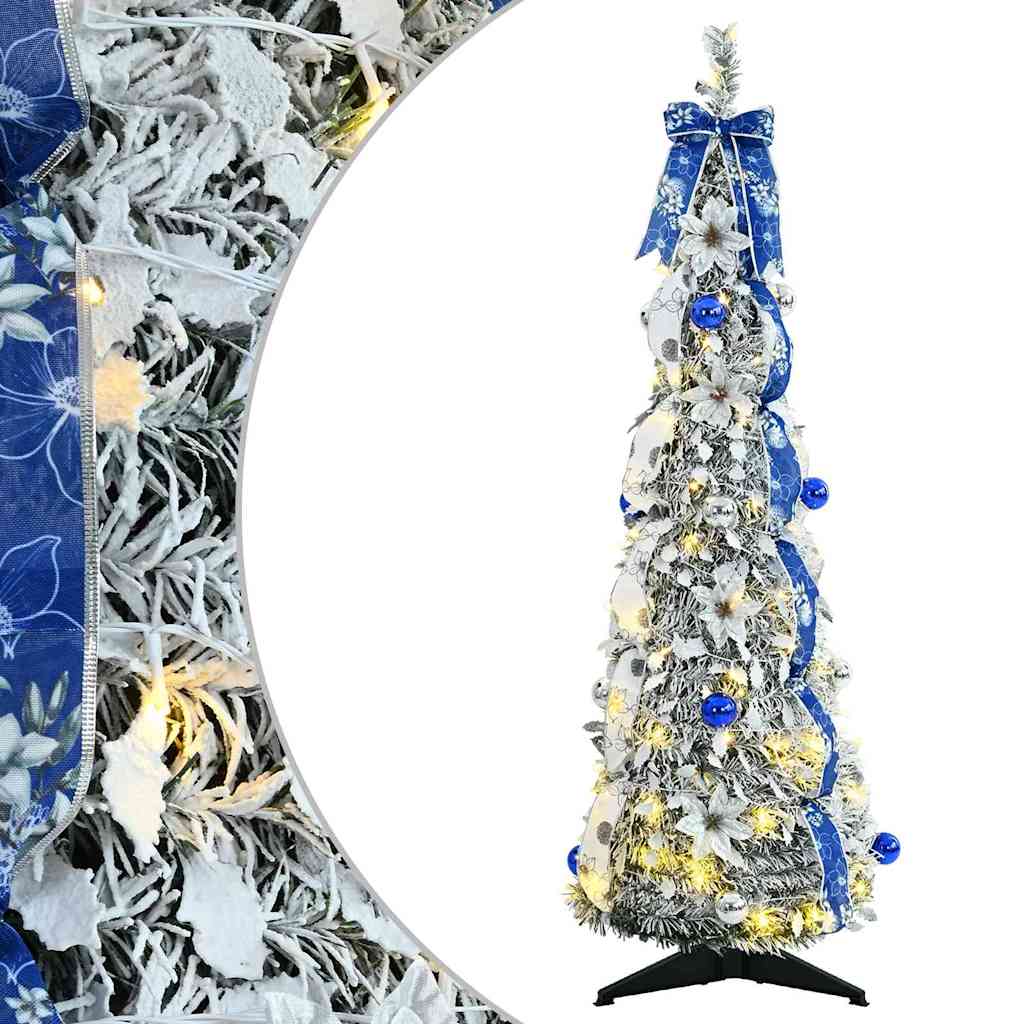 Mű karácsonyfa 50 LED-del állvánnyal Fehér 120 cm PVC