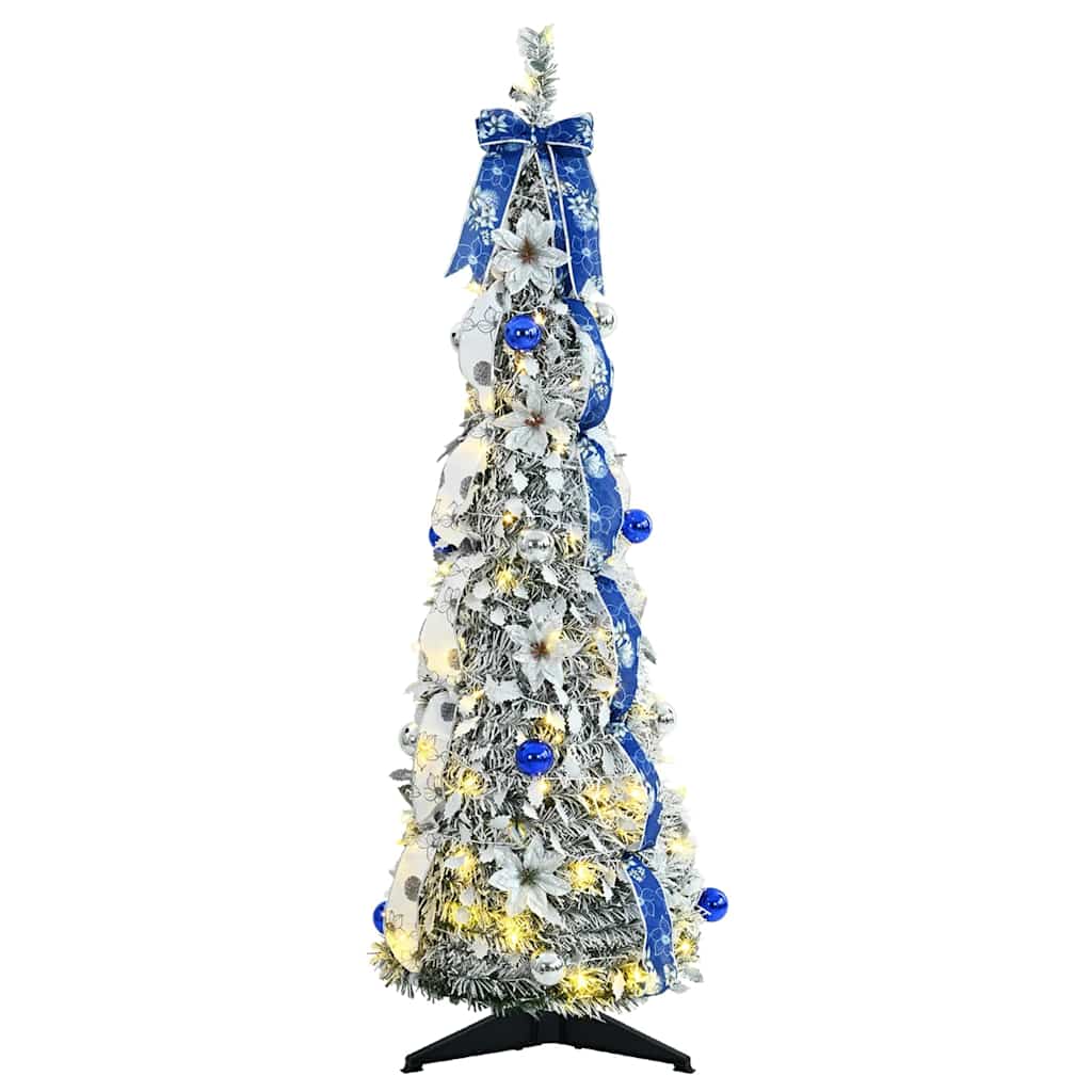 Mű karácsonyfa 50 LED-del állvánnyal Fehér 120 cm PVC