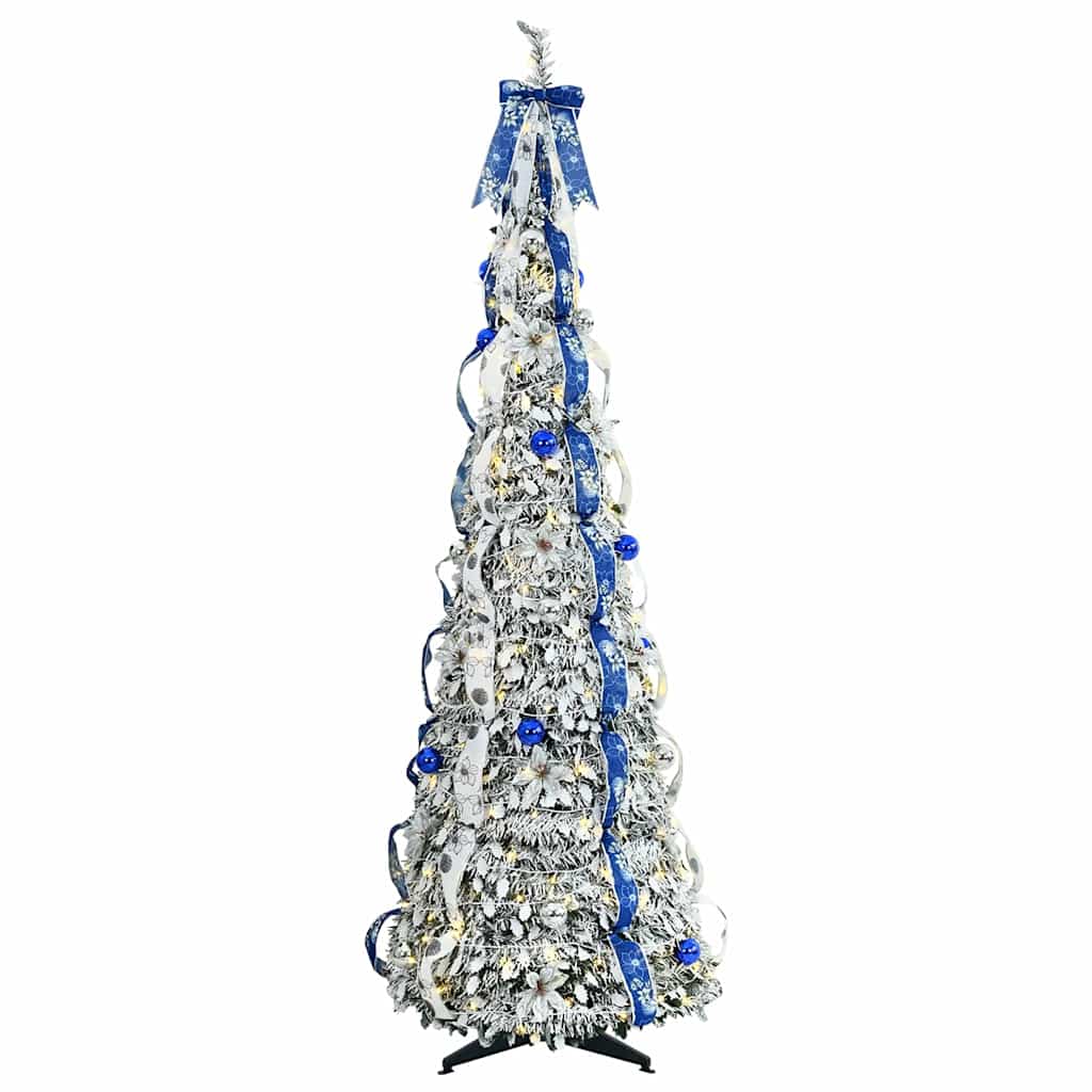 Mű karácsonyfa 150 LED-del állvánnyal Fehér 180 cm PVC