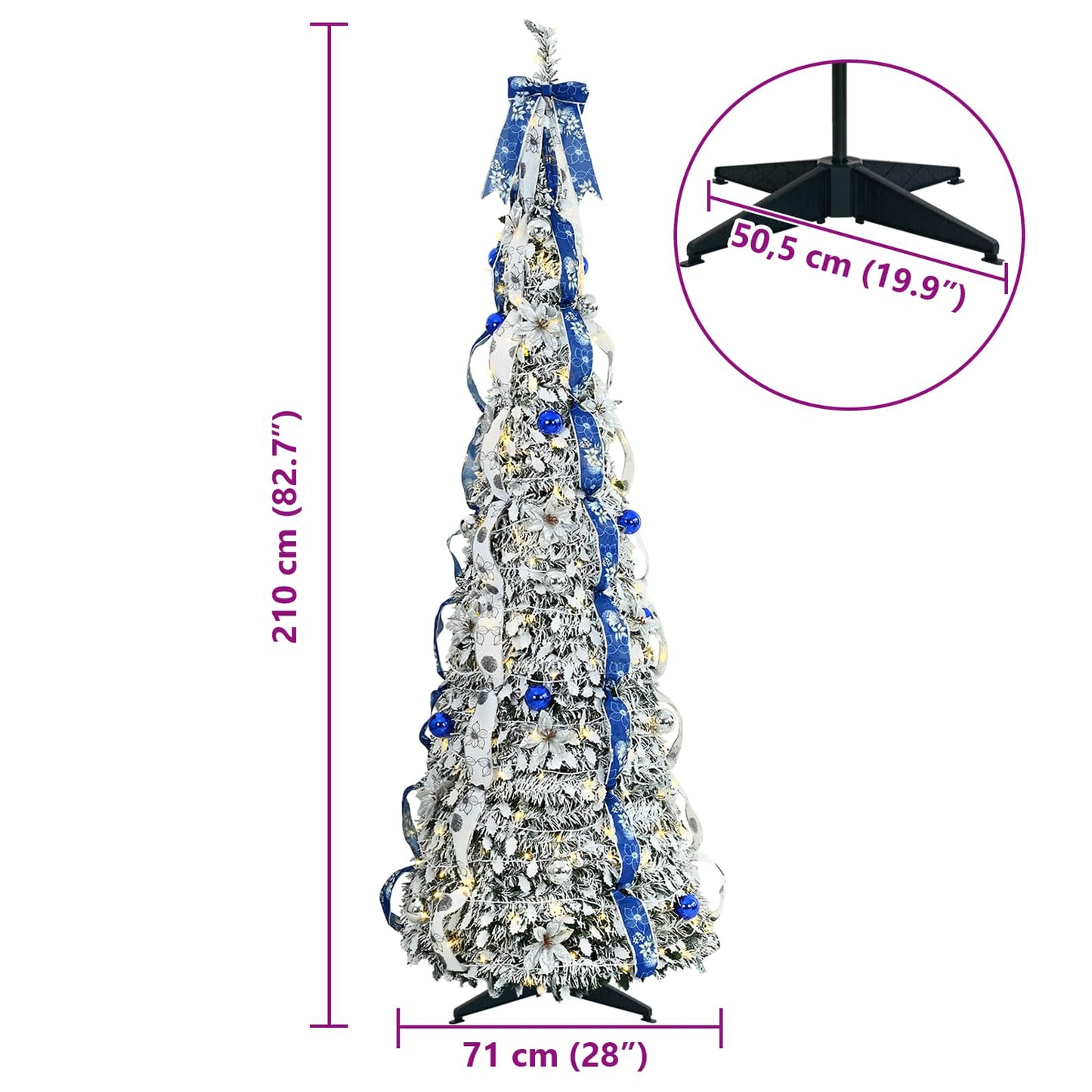 Mű karácsonyfa 200 LED-del állvánnyal Zöld 210 cm PVC
