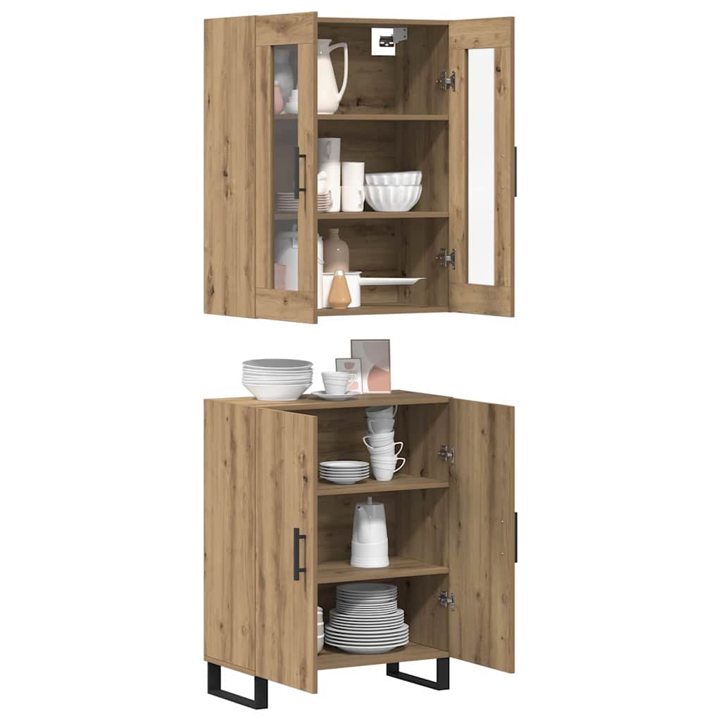 Magasfiú 2 db kézműves tölgy 69,5 x 34 x 180 cm Szerelt Fa