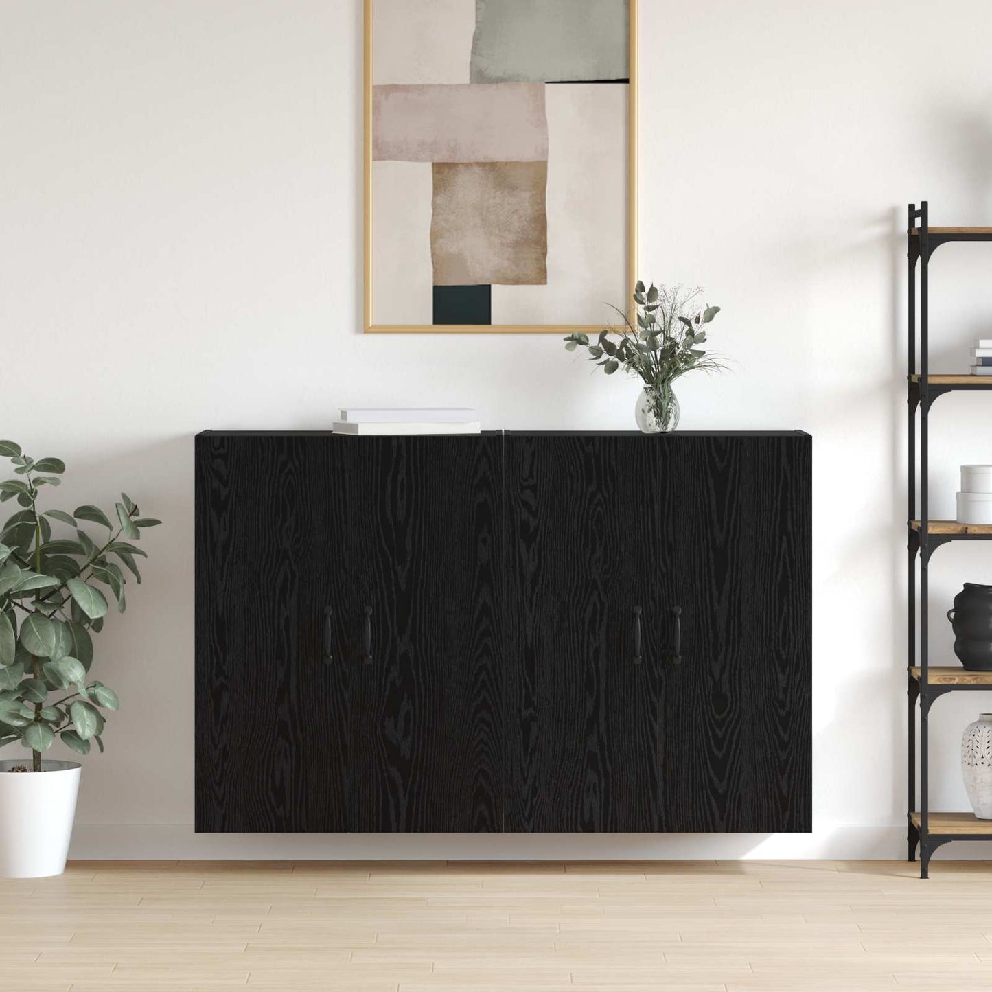 Fali szekrény 2 db Fekete tölgy 69,5 x 34 x 90 cm Szerelt Fa