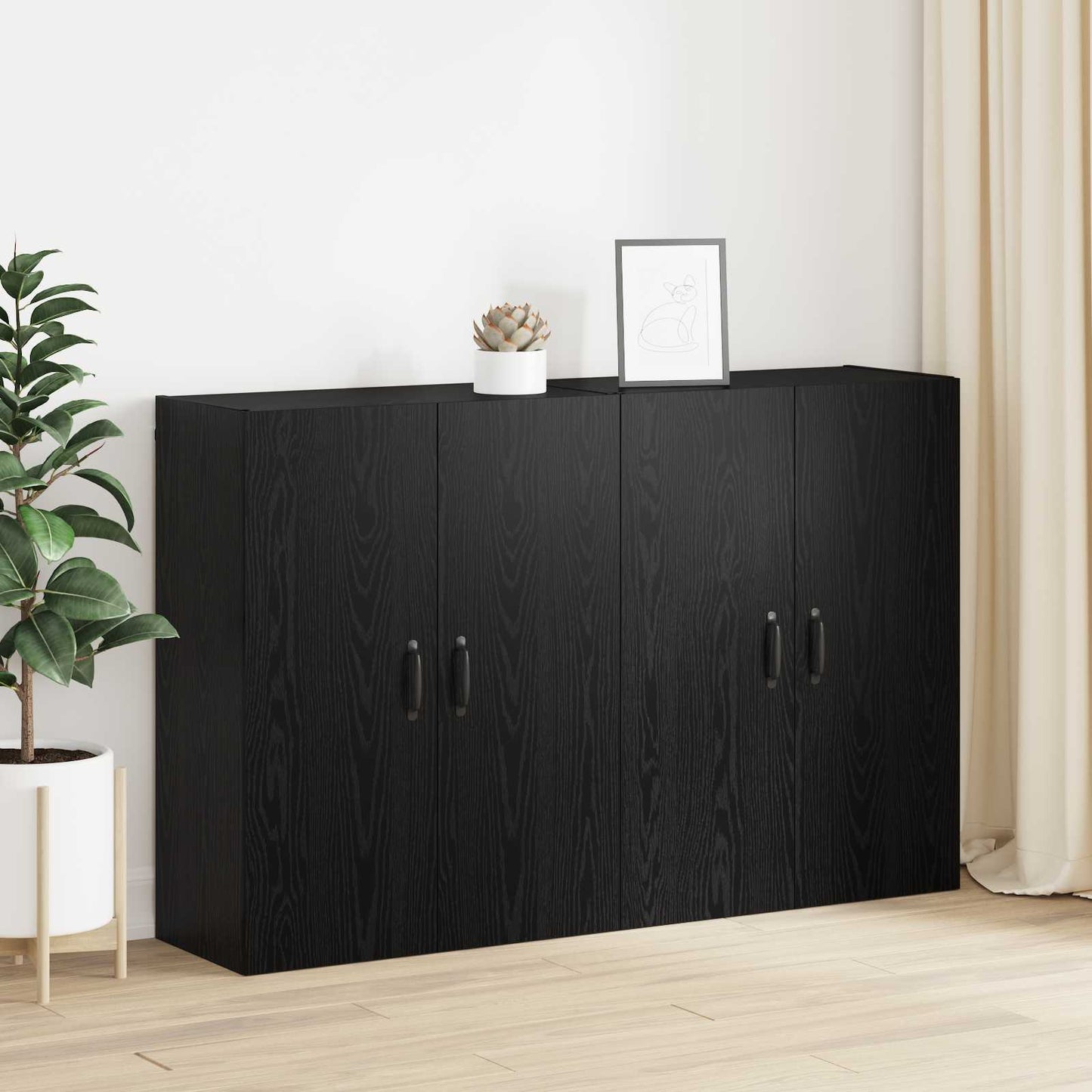 Fali szekrény 2 db Fekete tölgy 69,5 x 34 x 90 cm Szerelt Fa