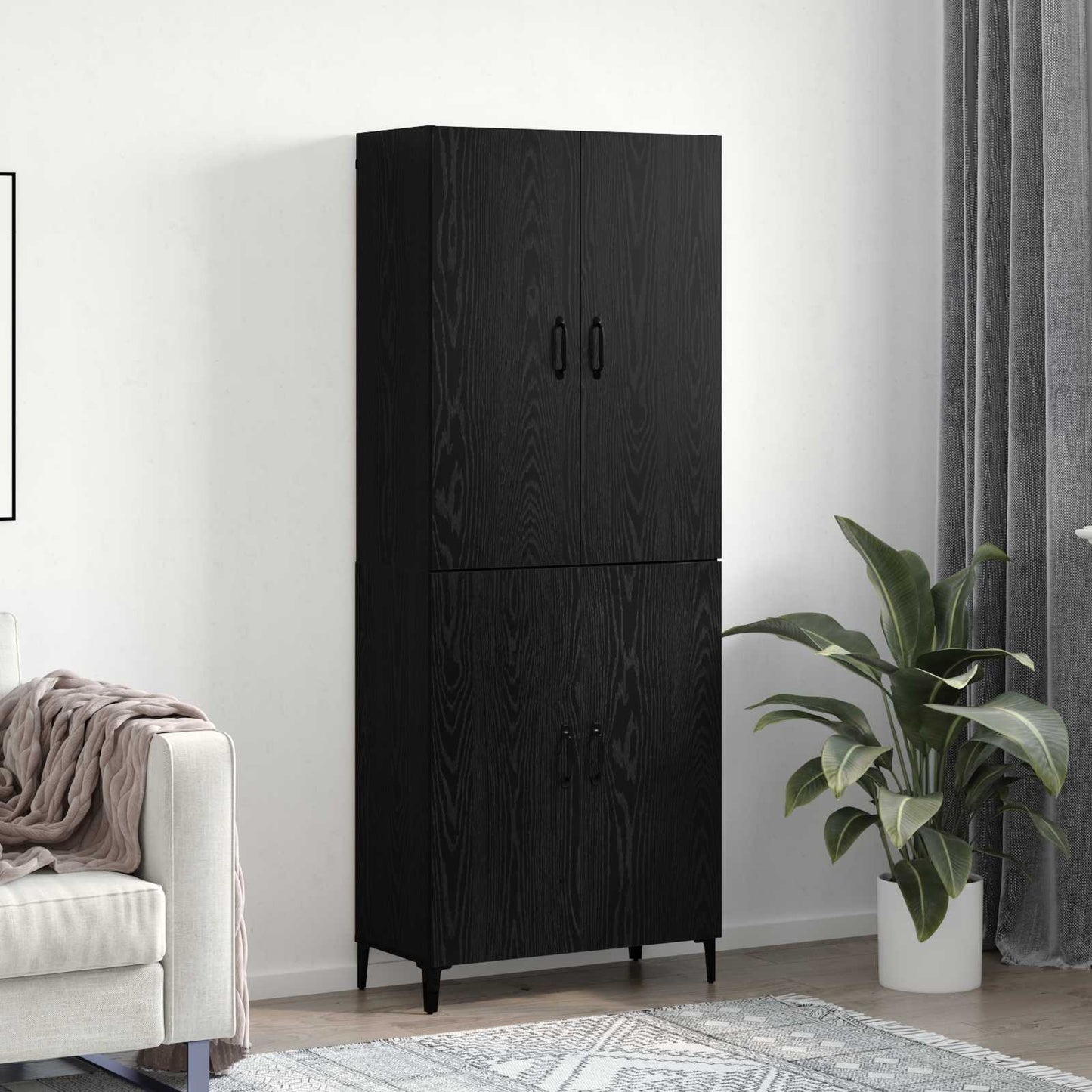 Magasfiú 2 db Fekete tölgy 69,5 x 34 x 180 cm Szerelt Fa