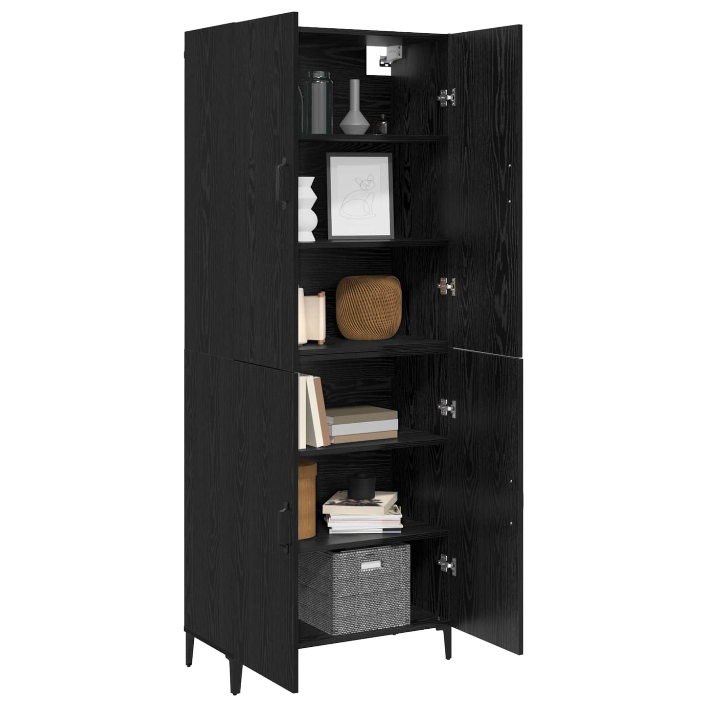 Magasfiú 2 db Fekete tölgy 69,5 x 34 x 180 cm Szerelt Fa