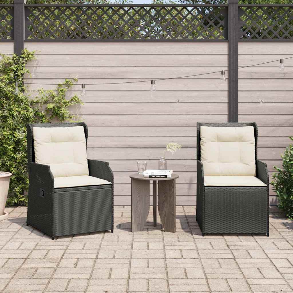 Kerti pad 2 pcs Fekete polirattan