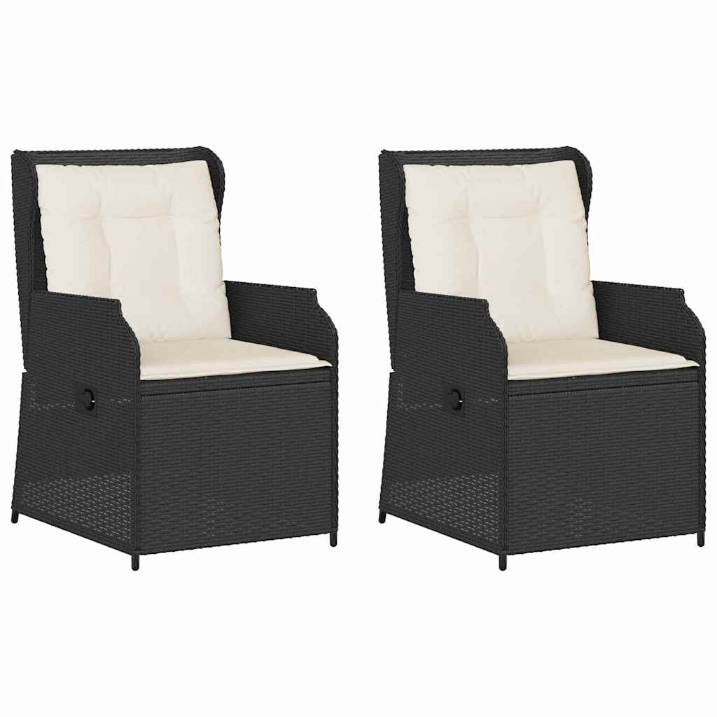 Kerti pad 2 pcs Fekete polirattan