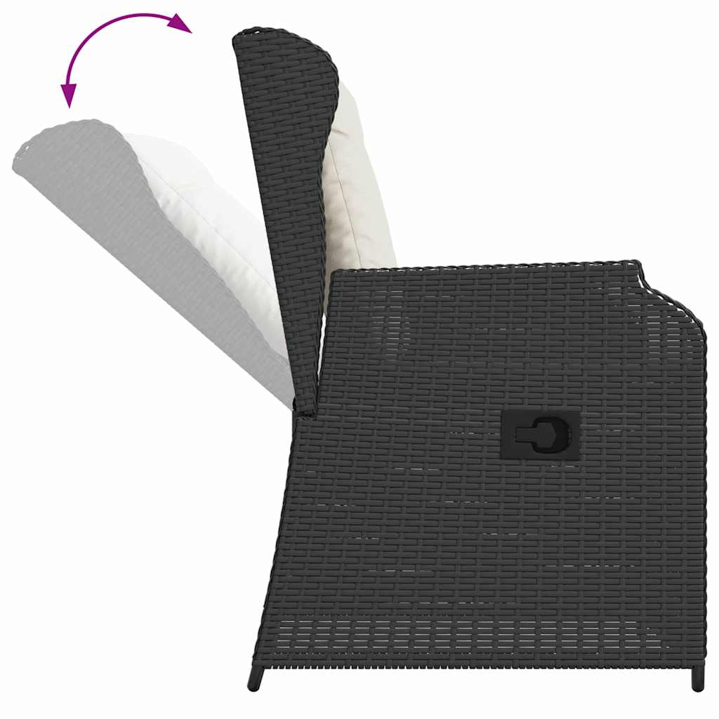 Kerti pad 2 pcs Fekete polirattan