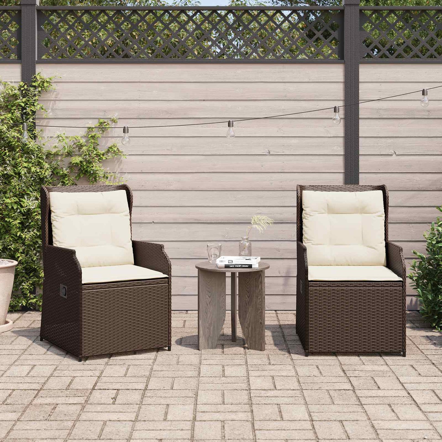 Kerti pad 2 pcs Barna polirattan