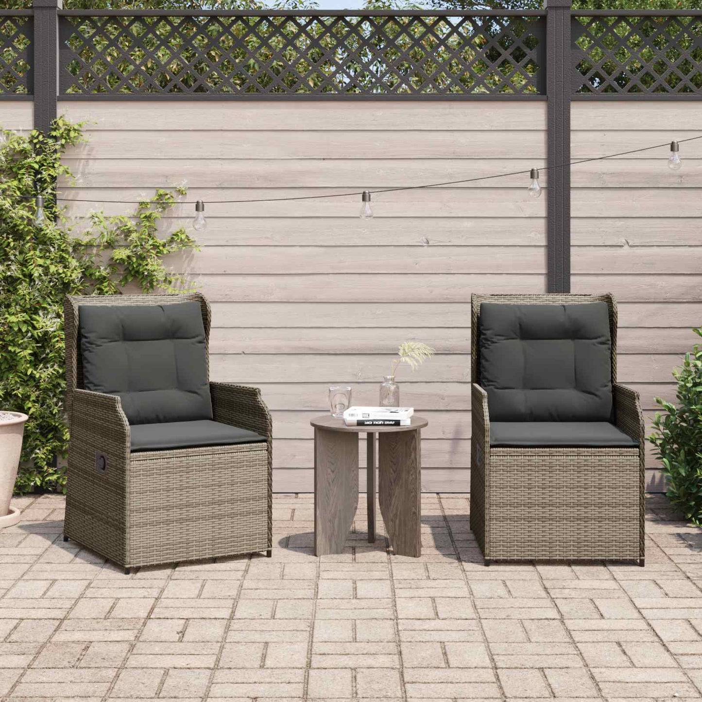 Kerti pad 2 pcs Szürke polirattan