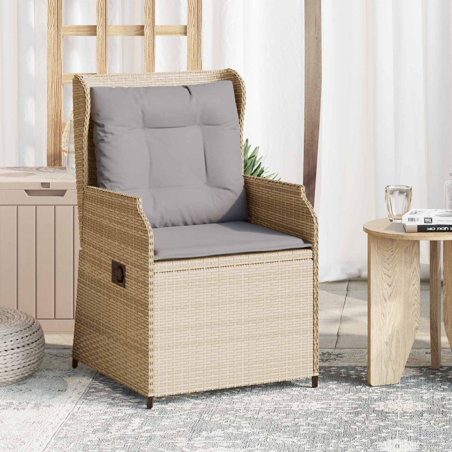 Kerti pad 2 pcs Bézs polirattan