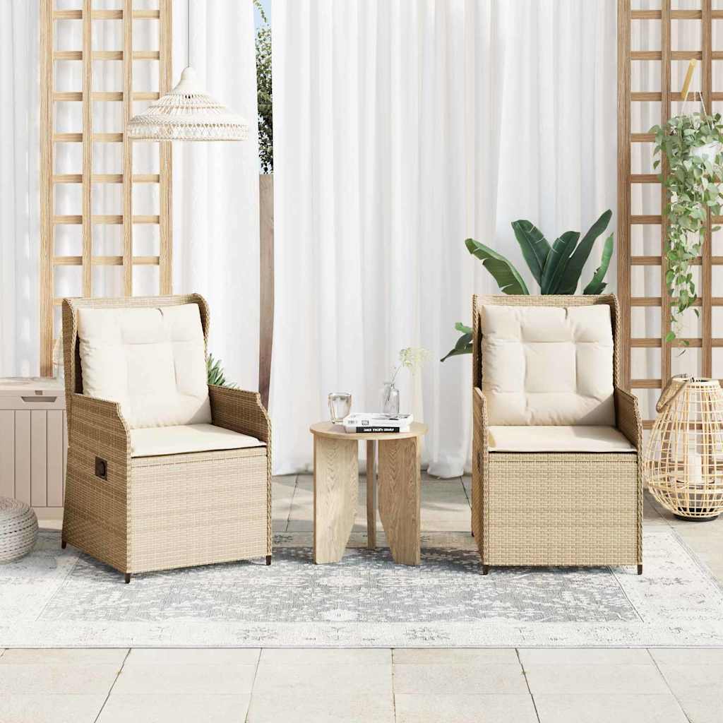 Kerti pad 2 pcs Bézs polirattan