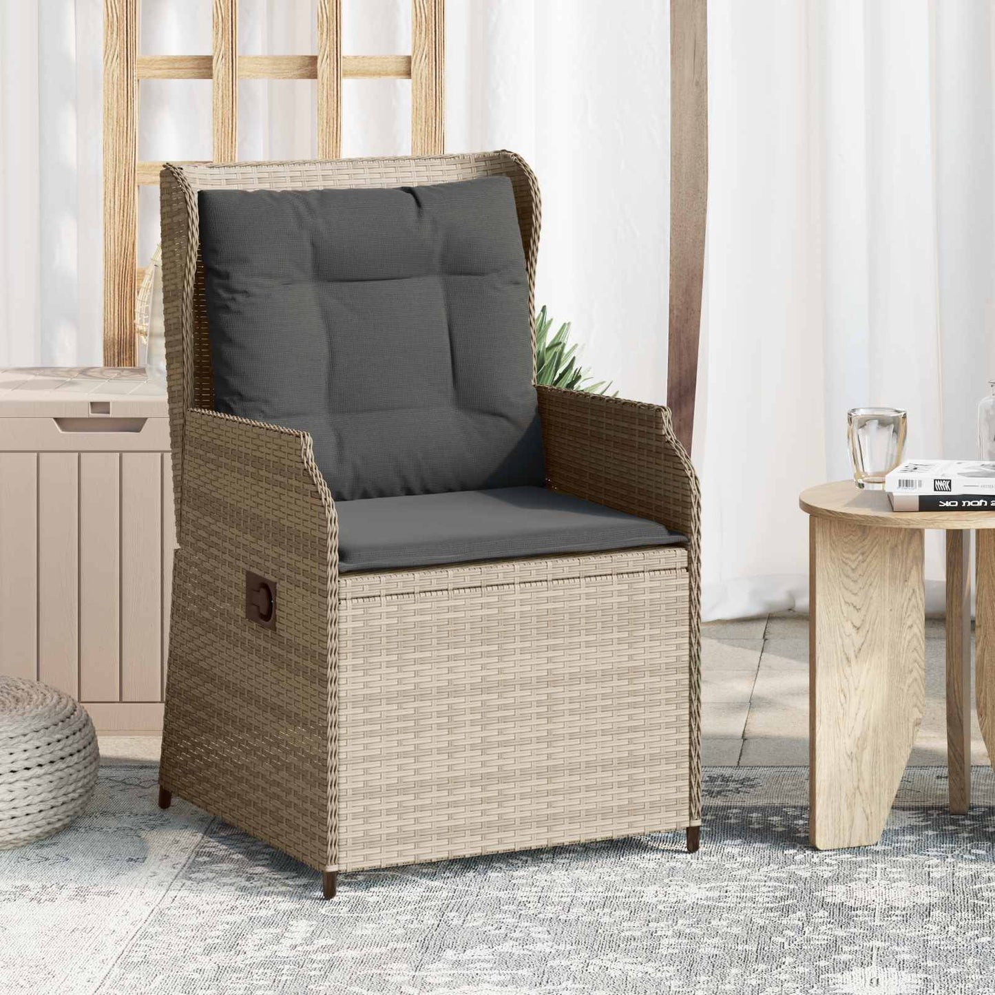 Kerti pad 2 pcs Világosszürke polirattan