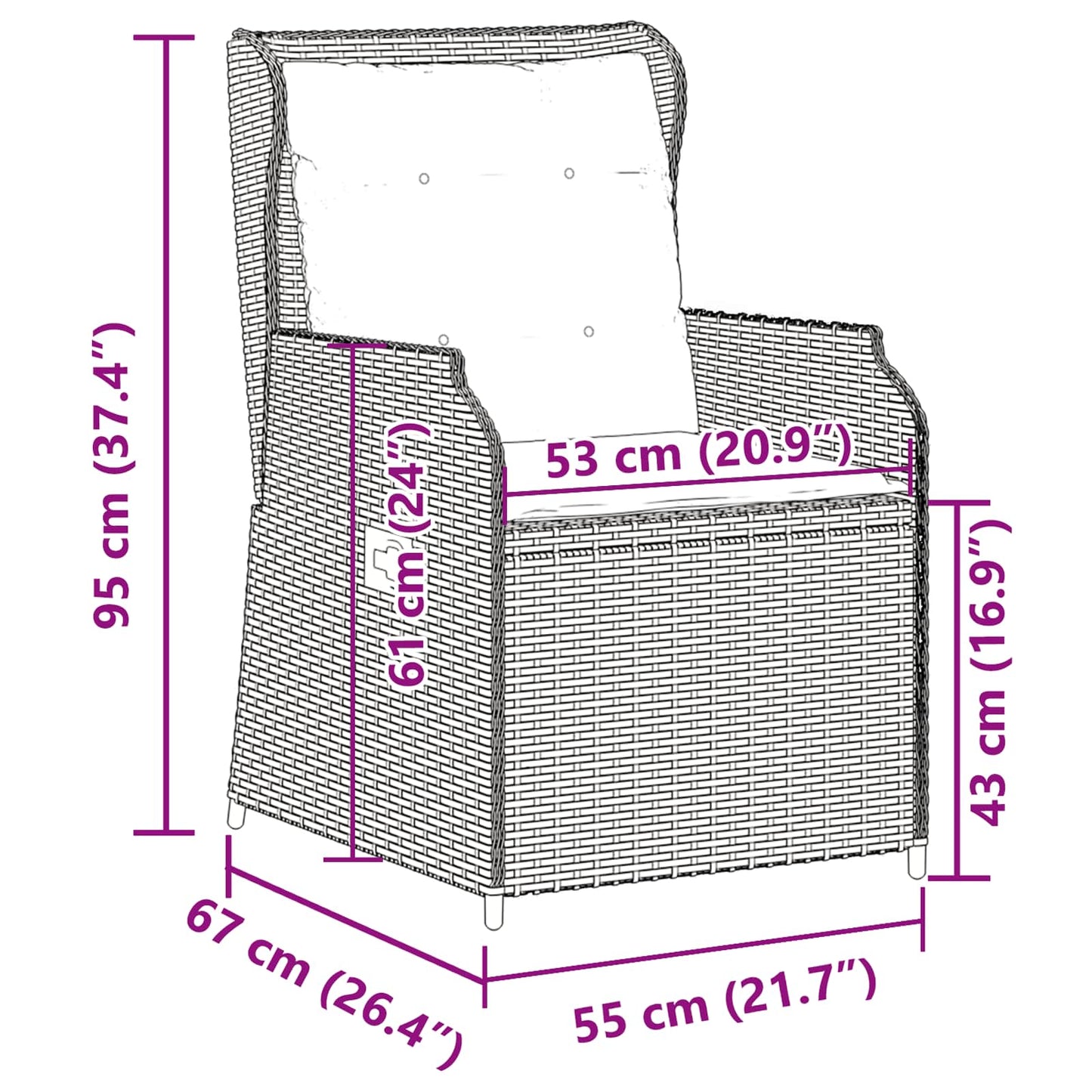 Kerti pad 2 pcs Világosszürke polirattan