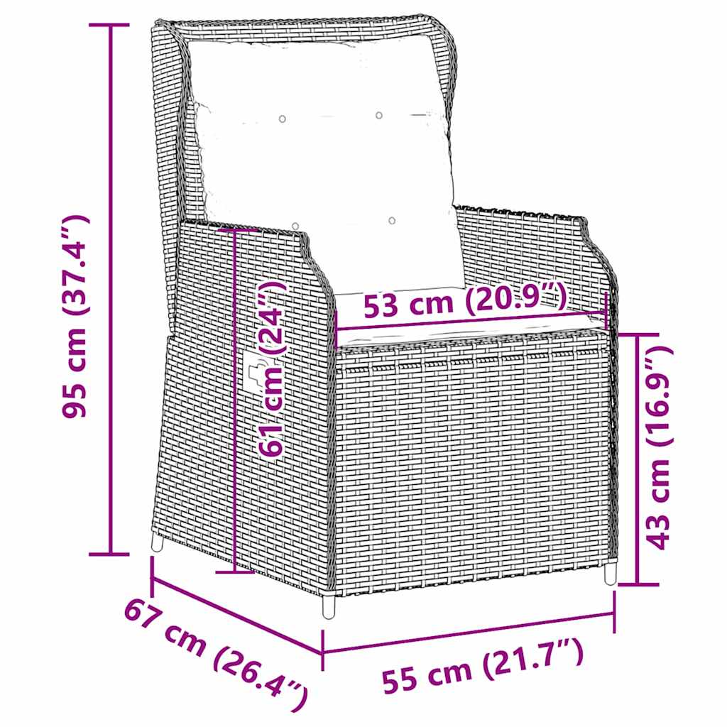 Kerti pad 2 pcs Szürke polirattan