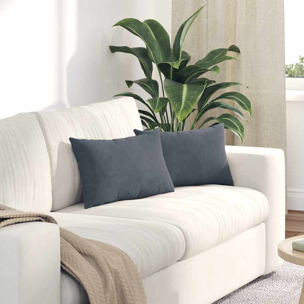 Kanapé párnák 2 pcs Sötétszürke 50 x 30 cm Bársonyos szövet