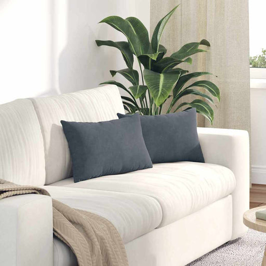 Kanapé párnák 2 pcs Sötétszürke 50 x 30 cm Bársonyos szövet