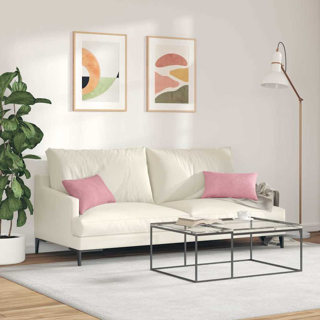 Kanapé párnák 2 pcs Rózsaszín 50 x 30 cm Bársonyos szövet