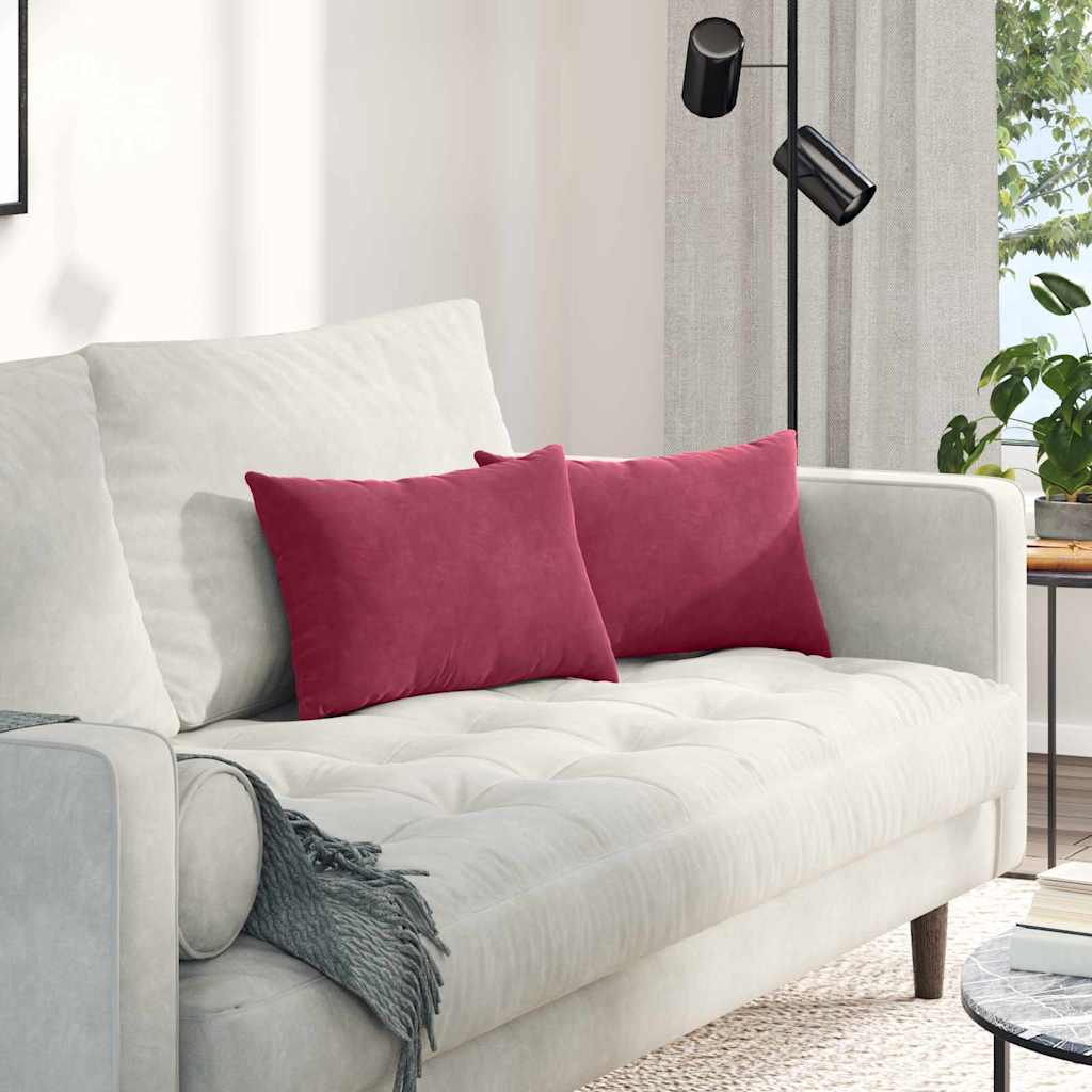 Kanapé párnák 2 pcs bordó 50 x 30 cm Bársonyos szövet