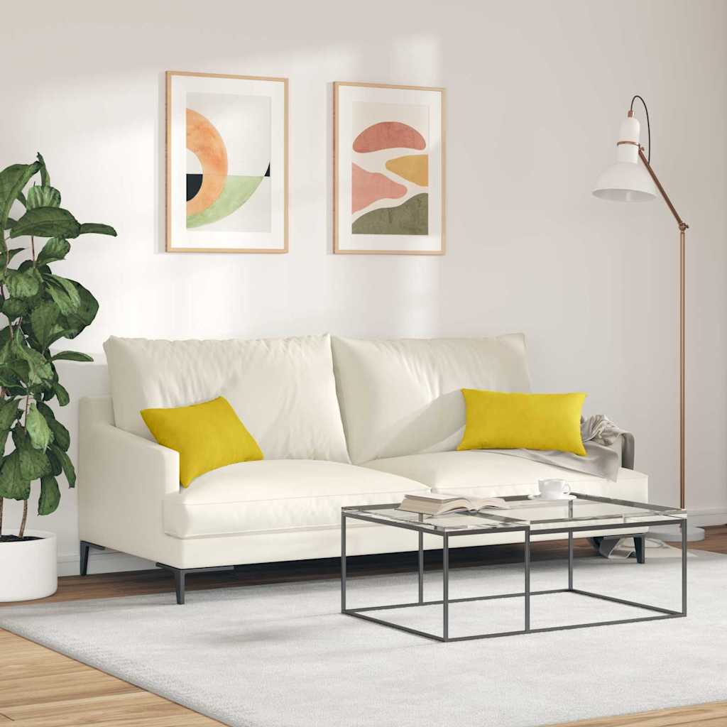 Kanapé párnák 2 pcs Sárga 50 x 30 cm Bársonyos szövet