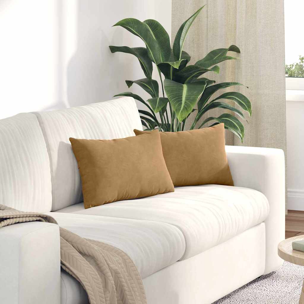 Kanapé párnák 2 pcs Barna 50 x 30 cm Bársonyos szövet