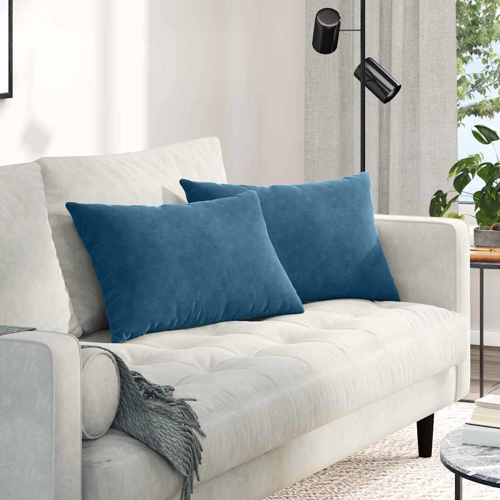 Kanapé párnák 2 pcs Kék 60 x 40 cm Bársonyos szövet