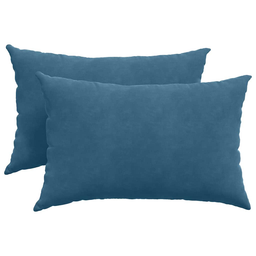 Kanapé párnák 2 pcs Kék 60 x 40 cm Bársonyos szövet