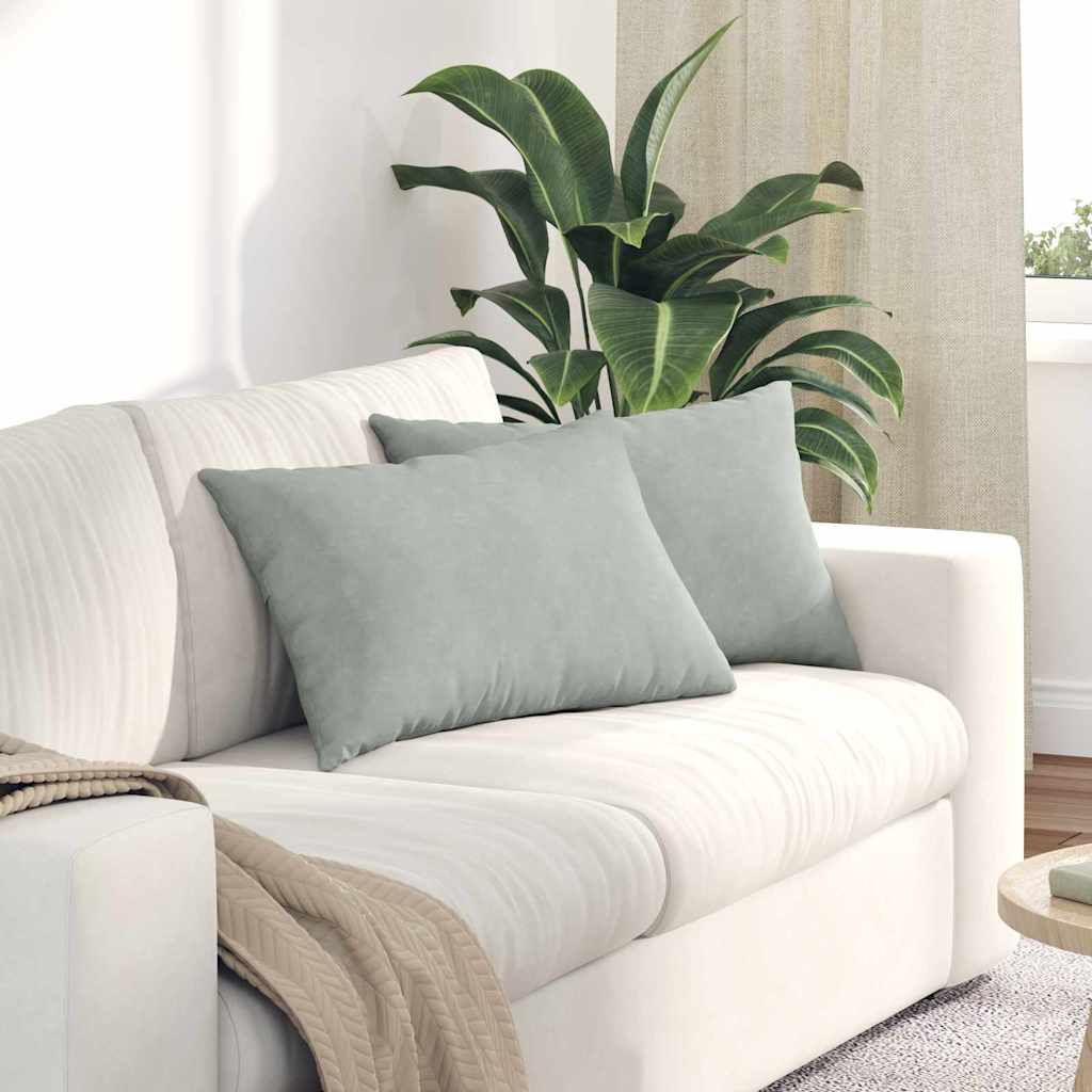 Kanapé párnák 2 pcs Világosszürke 60 x 40 cm Bársonyos szövet