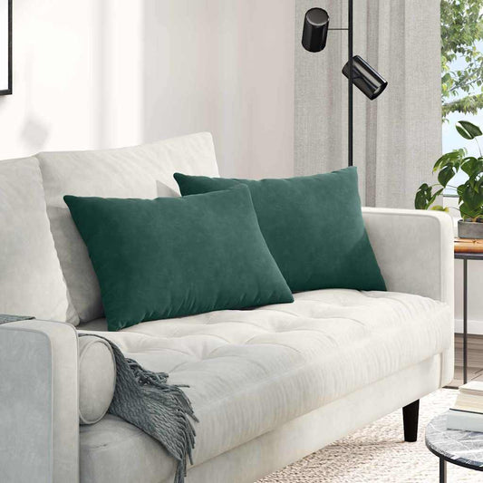 Kanapé párnák 2 pcs Sötétzöld 60 x 40 cm Bársonyos szövet