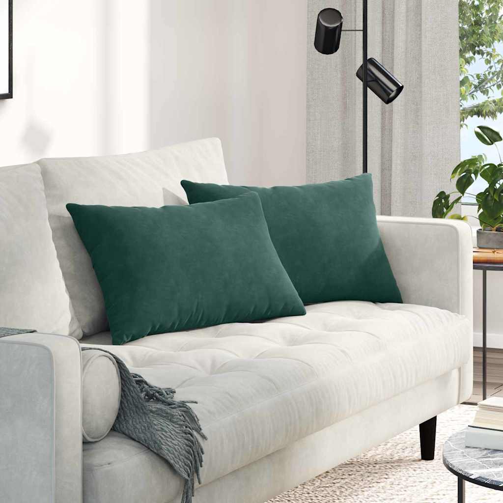 Kanapé párnák 2 pcs Sötétzöld 60 x 40 cm Bársonyos szövet