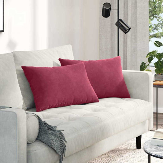 Kanapé párnák 2 pcs Bordó 60 x 40 cm Bársonyos szövet