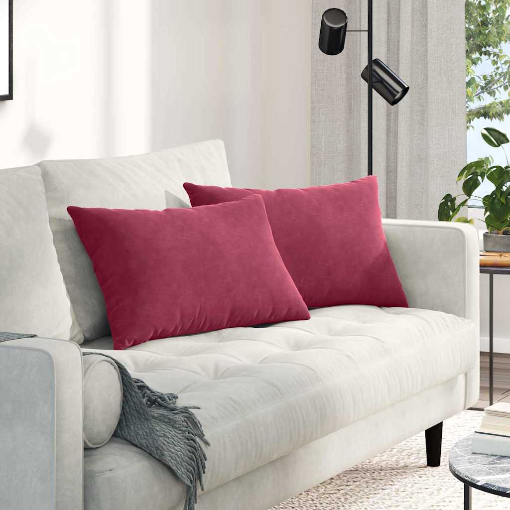 Kanapé párnák 2 pcs Bordó 60 x 40 cm Bársonyos szövet