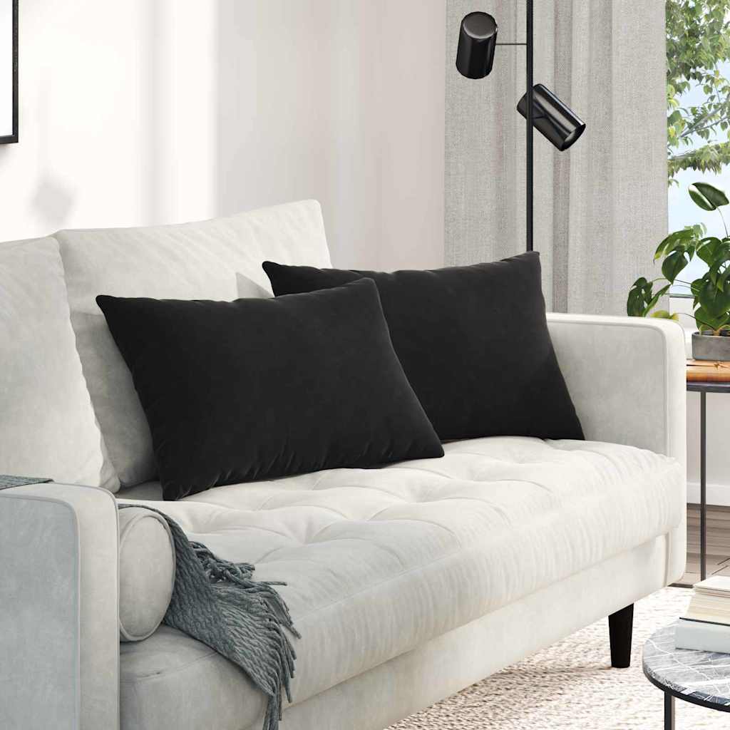 Kanapé párnák 2 pcs Fekete 60 x 40 cm Bársonyos szövet