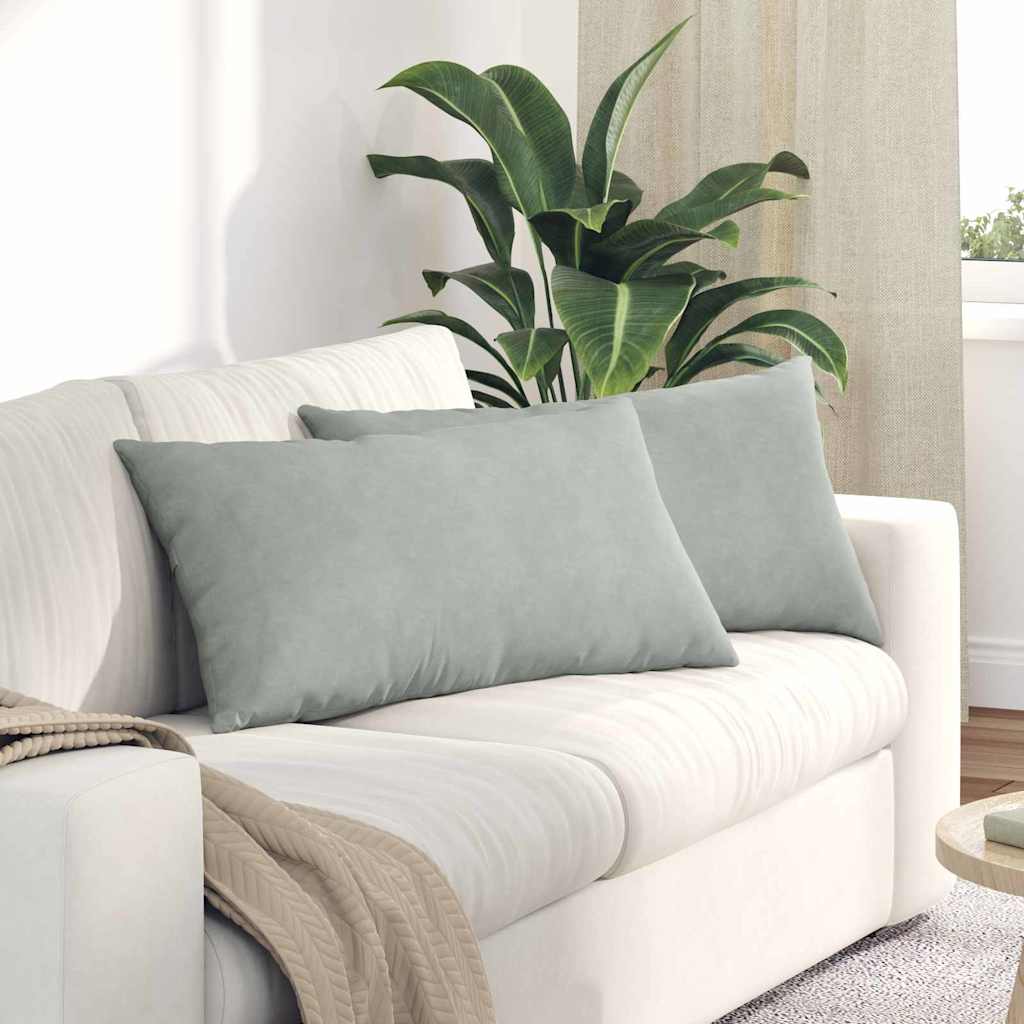 Kanapé párnák 2 pcs Világosszürke 80 x 40 cm Bársonyos szövet