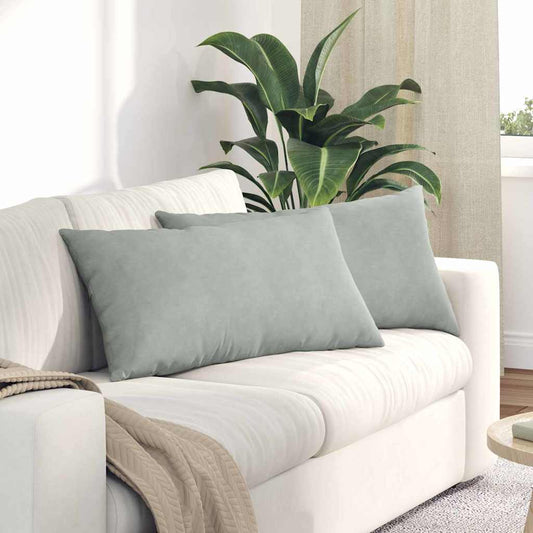 Kanapé párnák 2 pcs Világosszürke 80 x 40 cm Bársonyos szövet