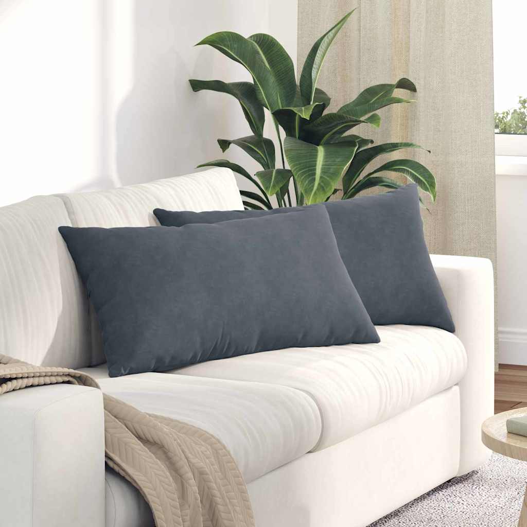 Kanapé párnák 2 pcs Sötétszürke 80 x 40 cm Bársonyos szövet