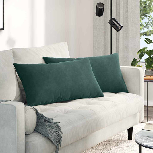 Kanapé párnák 2 pcs Sötétzöld 80 x 40 cm Bársonyos szövet