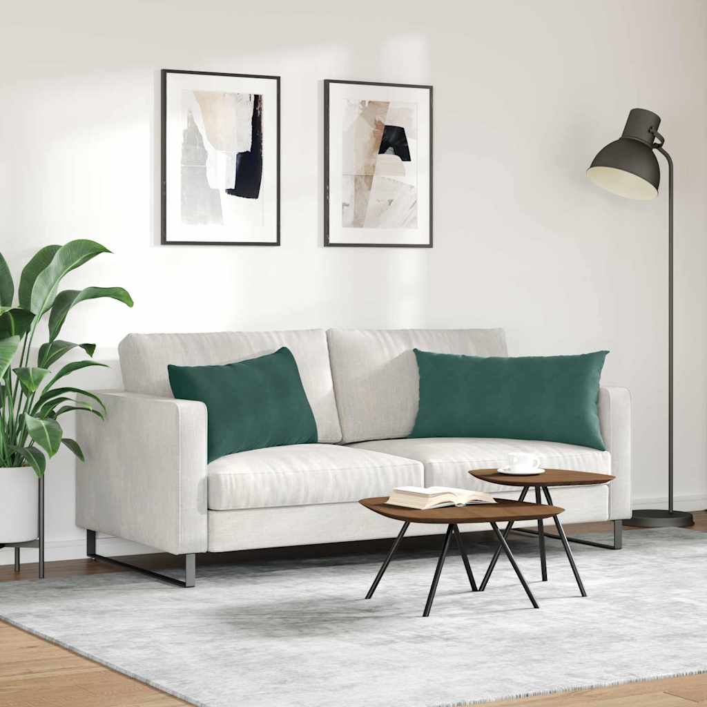 Kanapé párnák 2 pcs Sötétzöld 80 x 40 cm Bársonyos szövet