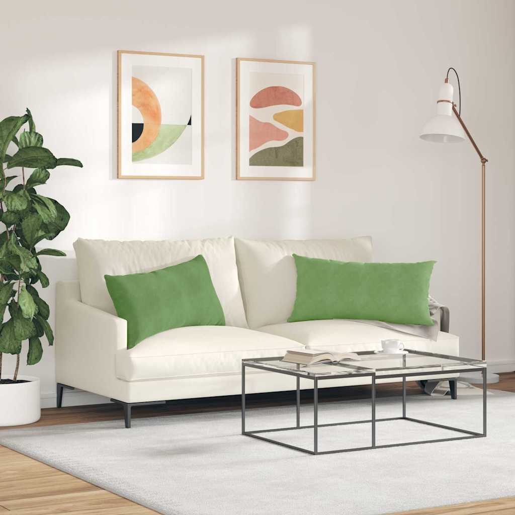 Kanapé párnák 2 pcs Világos zöld 80 x 40 cm Bársonyos szövet