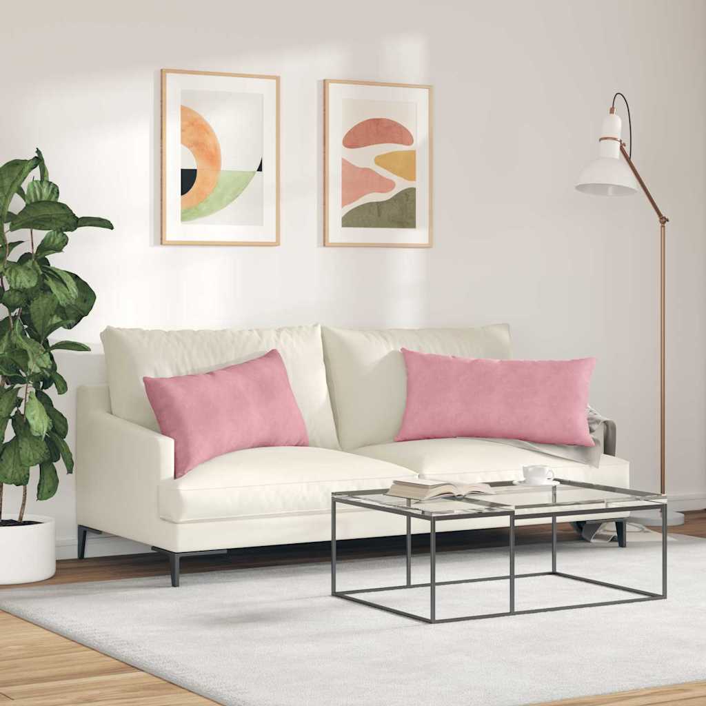 Kanapé párnák 2 pcs Rózsaszín 80 x 40 cm Bársonyos szövet