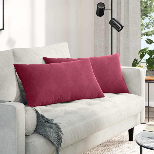 Kanapé párnák 2 pcs Bordó 80 x 40 cm Bársonyos szövet
