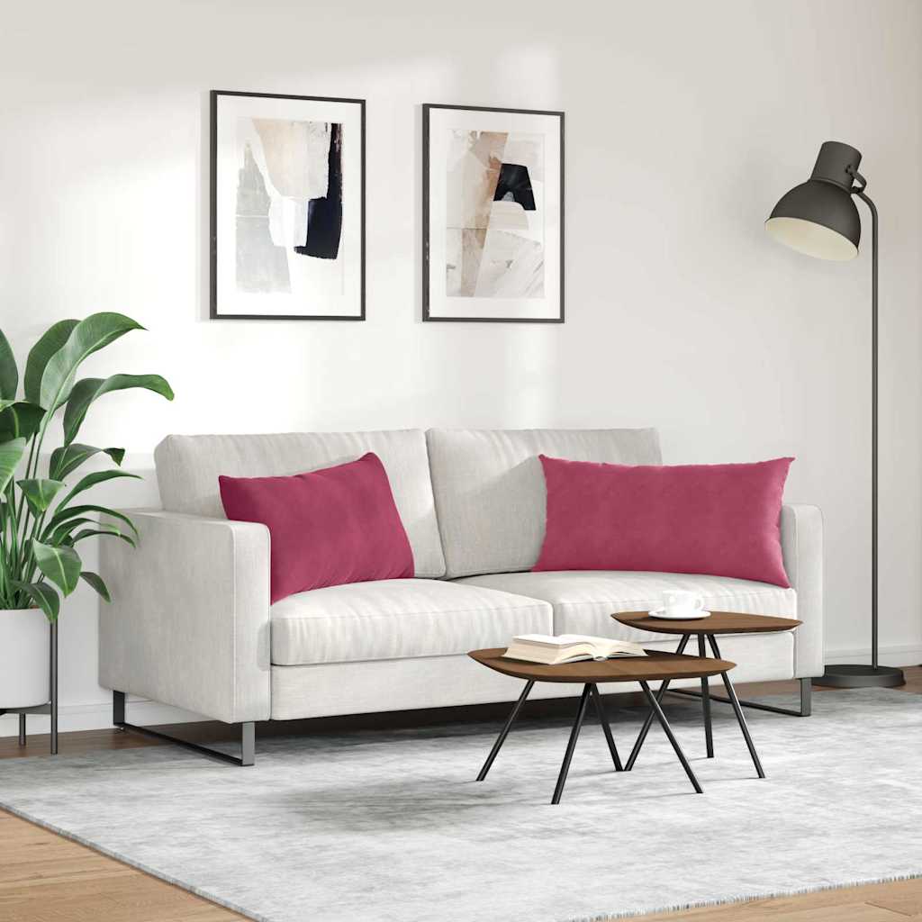 Kanapé párnák 2 pcs Bordó 80 x 40 cm Bársonyos szövet