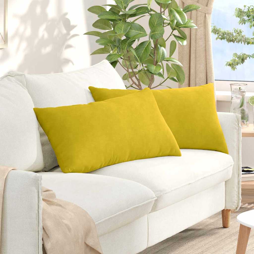 Kanapé párnák 2 pcs Sárga 80 x 40 cm Bársonyos szövet