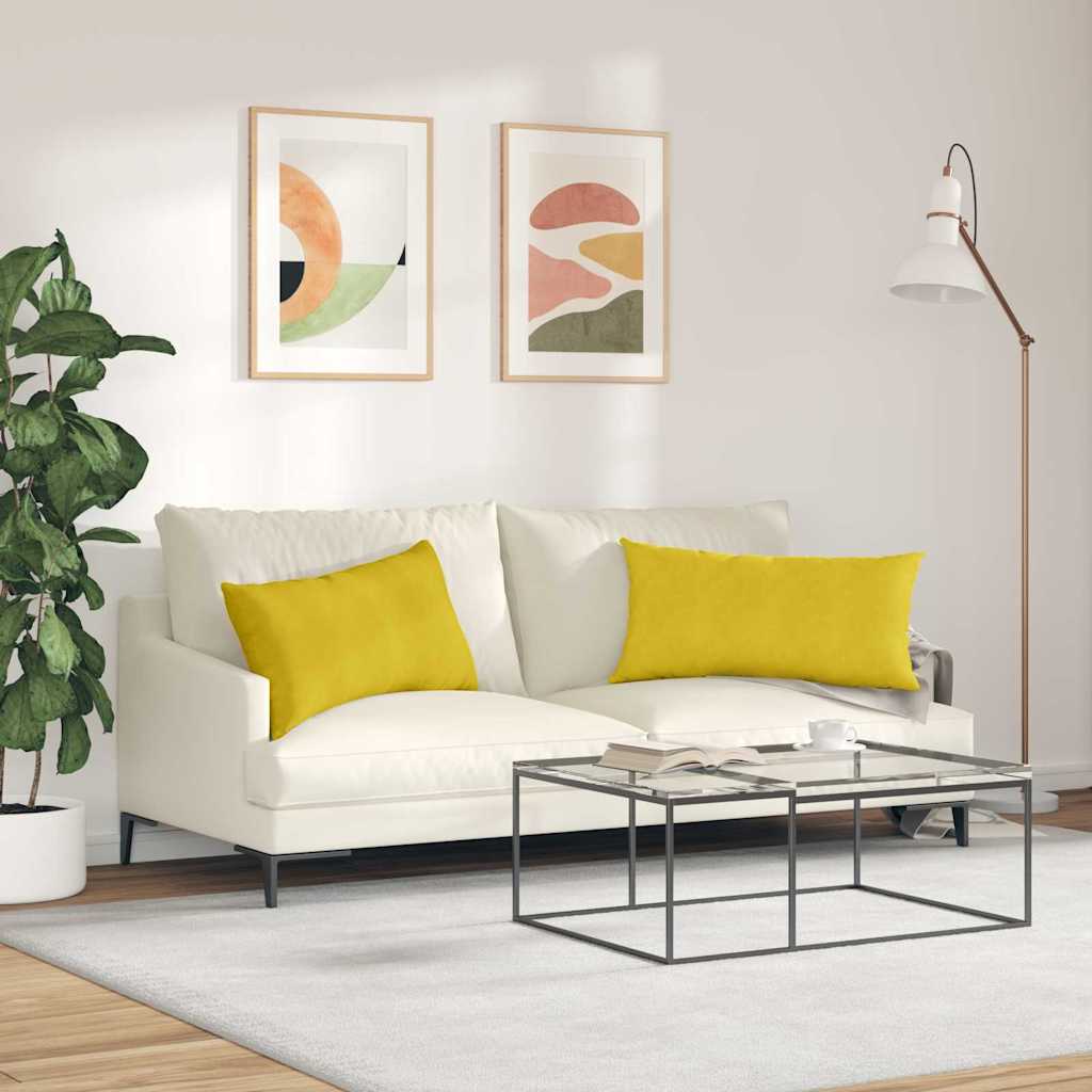 Kanapé párnák 2 pcs Sárga 80 x 40 cm Bársonyos szövet