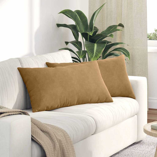 Kanapé párnák 2 pcs Barna 80 x 40 cm Bársonyos szövet